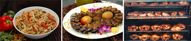 A plate of food with fruit on it.